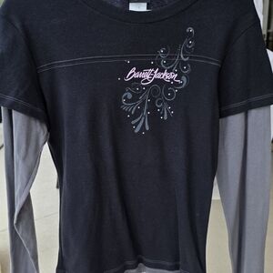 Black and Gray Ladies Long Sleeve Shirt